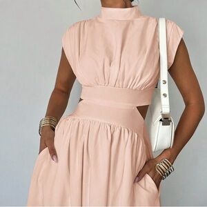 Elegant Pink Cutout Dress